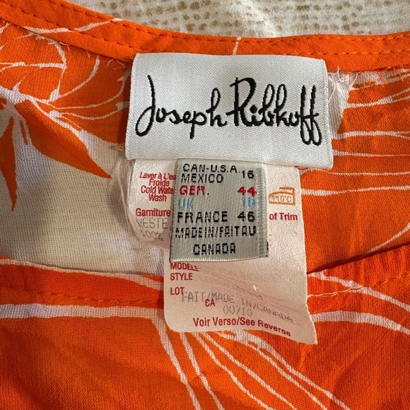 Joseph Ribkoff vintage sheer cropped tank size 16 orange floral top - Picture 7 of 9